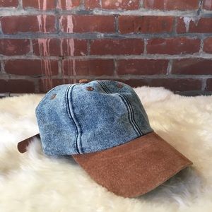 Denim & leather baseball dad cap